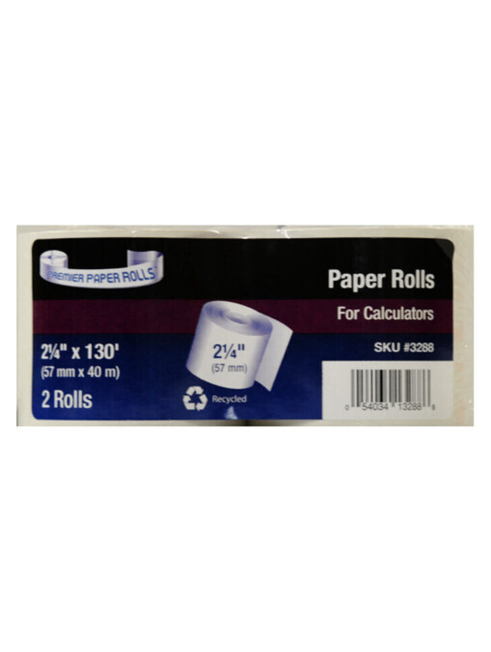 Premier (2)Paper Rolls for Calculator Cash Register   2 1/4" x 130' #3288 FRM13E